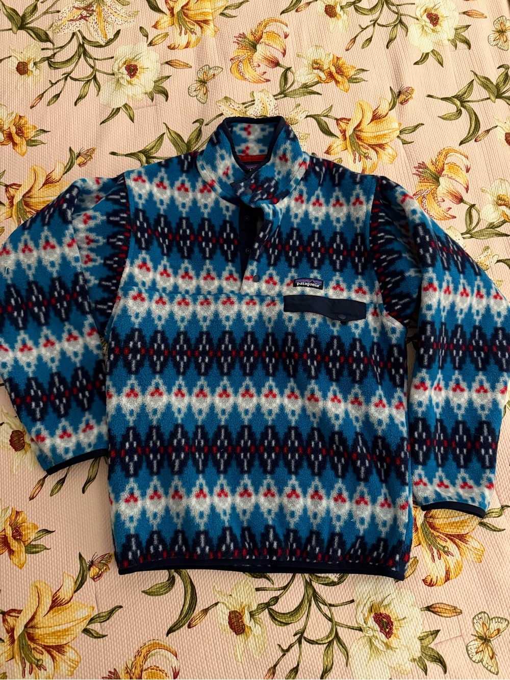 Patagonia Men’s Blue Multi-Pattern Synchilla Zip-Up Fleece